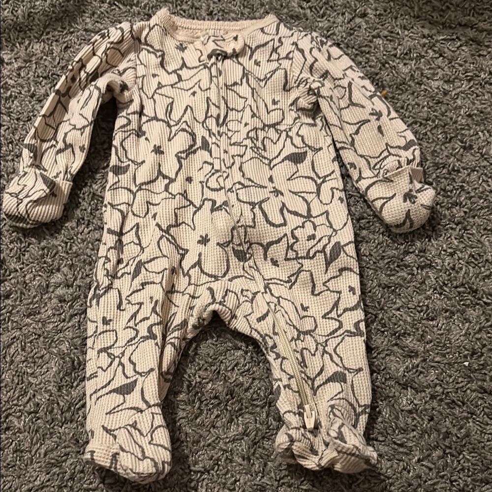 Carter's Cream and Gray Footies One Piece